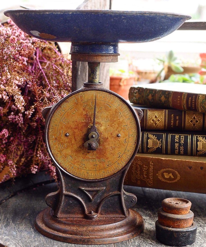 英國古董Salter's 黃銅鑄鐵直立磅秤 J - 裝飾/擺設  - 其他金屬 多色