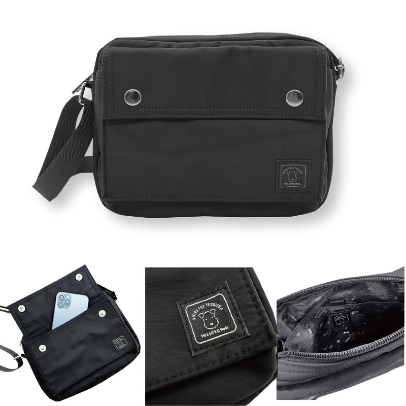 Wirefoxterrier 剛毛獵狐梗 尼龍斜背包 - 側背包/斜背包 - 尼龍 黑色