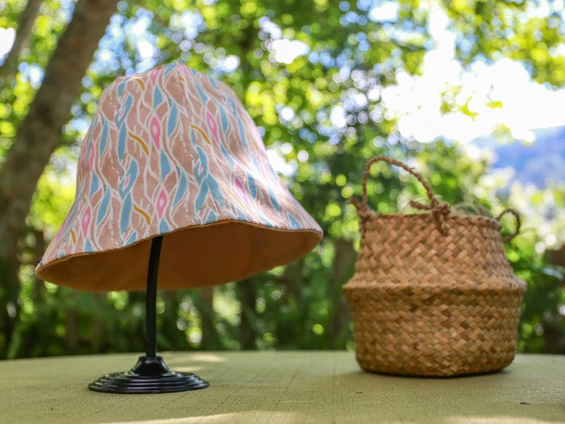 Sunshade Bucket Hat/Reversible Printed Hat/Hiking Hat/Pusuqhuni - Hats & Caps - Cotton & Hemp Pink