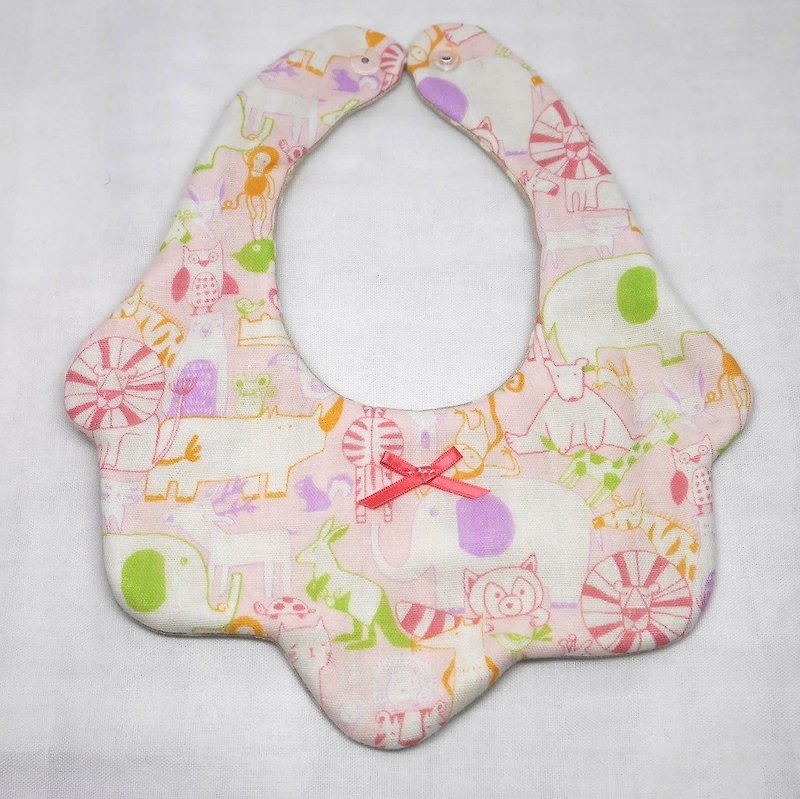 Japanese Handmade 4-layer-double gauze Baby Bib - ผ้ากันเปื้อน - ผ้าฝ้าย/ผ้าลินิน สึชมพู