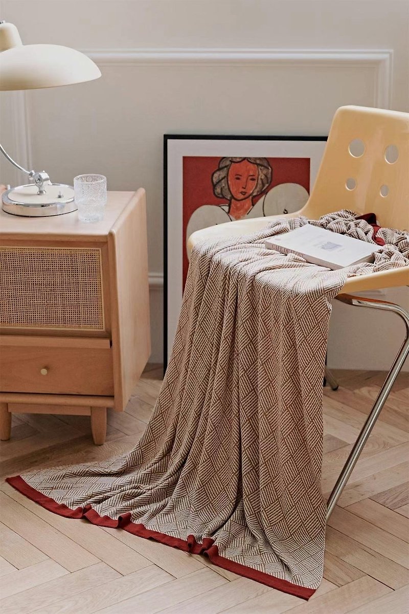 ROZZ Jibewa classic rhombus all-season blanket - Blankets & Throws - Cotton & Hemp Orange