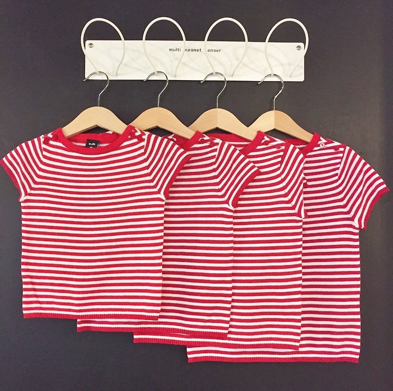 TiDi red and white striped cotton top - อื่นๆ - ผ้าฝ้าย/ผ้าลินิน สีแดง