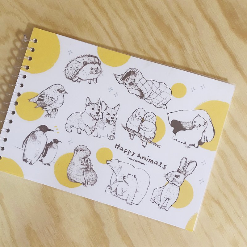 Happy Animal A5 large-capacity release paper/sticker book - สมุดบันทึก/สมุดปฏิทิน - กระดาษ สีเหลือง