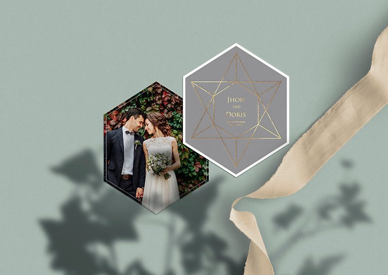 W＆Wウェディングカードのごちそう-結婚式の招待状ありがとうカード-幾何学的な光-100セットの少量 - 招待状 - 紙 