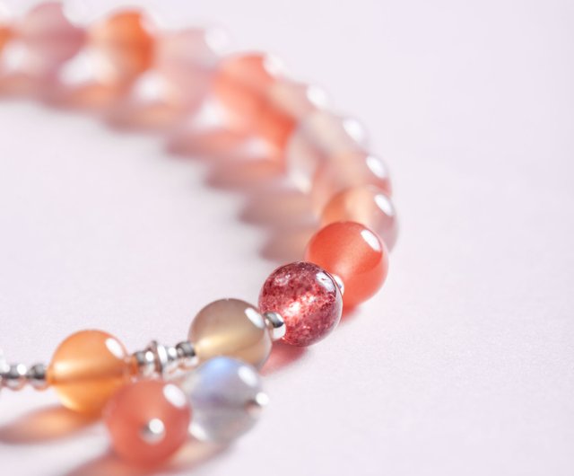 Women's Beaded Bracelet with Cherry Quartz, Rose Quartz, Labradorite a –  Nialaya