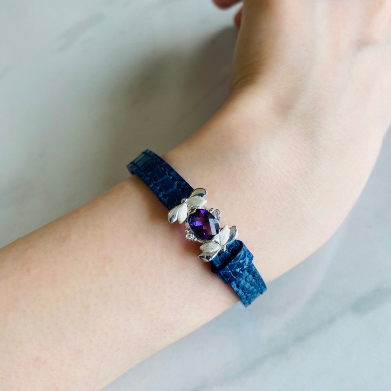 M-Leather SUIREN SV Amethyst - Bracelets - Gemstone Blue