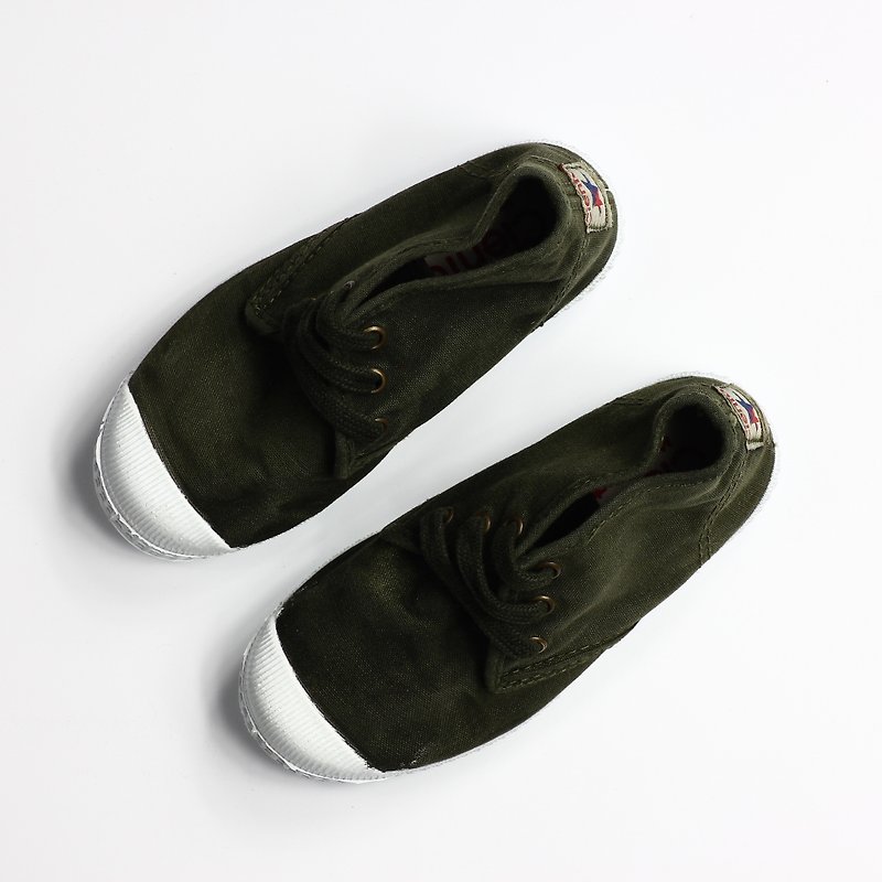 Spanish Nationals canvas shoes adults size wash old green green Xiang Xiang shoes 60777 22 - รองเท้าลำลองผู้หญิง - ผ้าฝ้าย/ผ้าลินิน สีเขียว