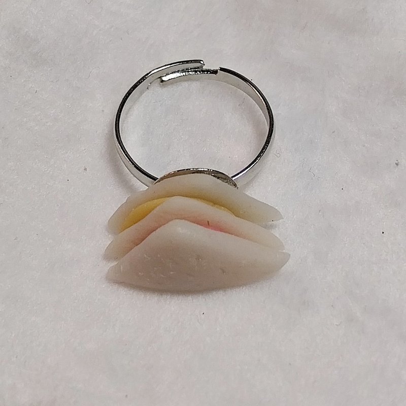 Ham Cheese Sandwich Ring Handmade Air Dry Clay Eco Friendly Stainless - 戒指 - 黏土 白色
