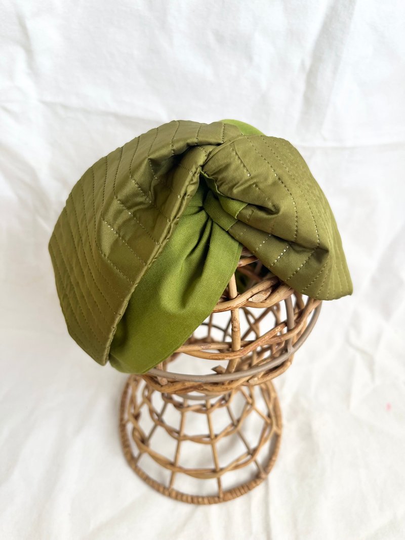 Petitbebe秋冬款綠色壓紋交錯髮帶 - 髮箍/髮帶 - 棉．麻 綠色