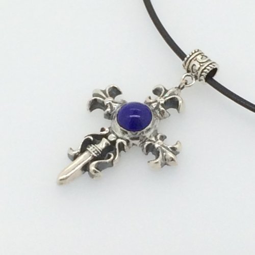 ラピスラズリ 碧の夜空とCross Star - silver - ショップ jewelry