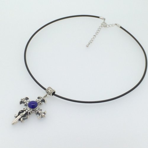 ラピスラズリ 碧の夜空とCross Star - silver - ショップ jewelry