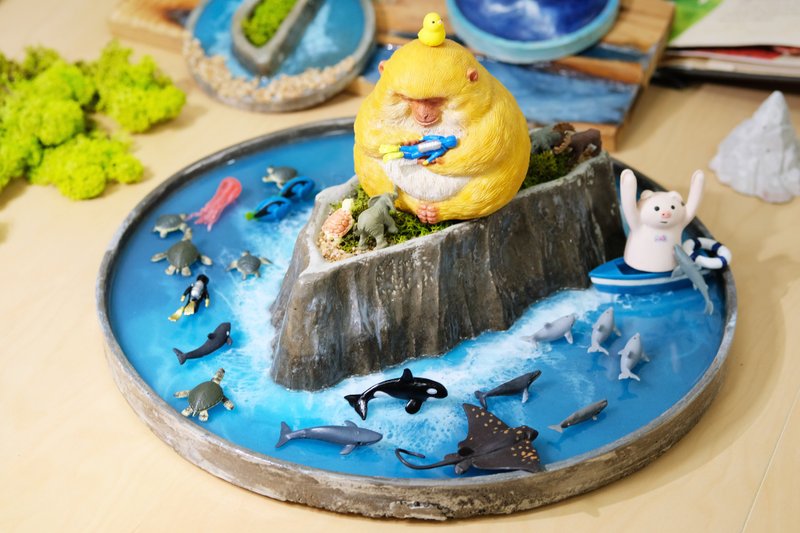 海浪海島創作 環氧樹脂 水泥 鯨魚 海豚 海龜 手作課程 流動畫 - 其他 - 樹脂 