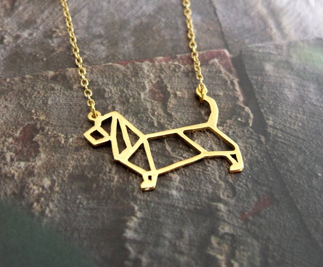 Basset Hound Necklace Basset Hound Gift Origami Dog Jewelry Original Dog Gold Shaped Pendant Necklace Dog Pet Lover high quality Pendant Unisex Pendant