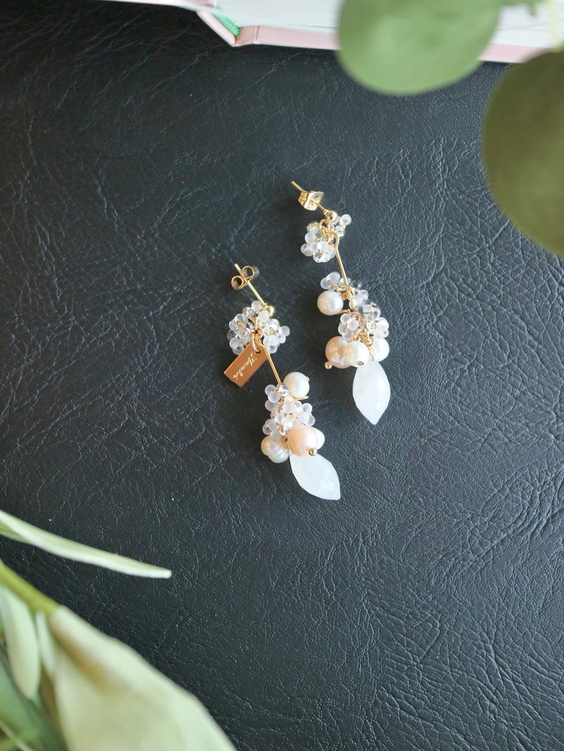 Natural stone earrings - Earrings & Clip-ons - Crystal Transparent