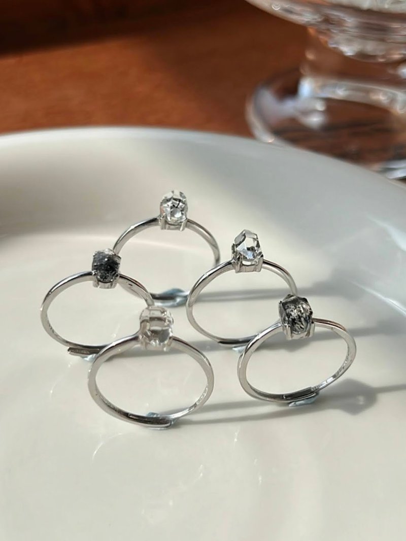 美國赫基蒙Herkimer Diamond純銀戒指/ 閃靈鑽/ S925銀/ 能量飾品 - 戒指 - 水晶 