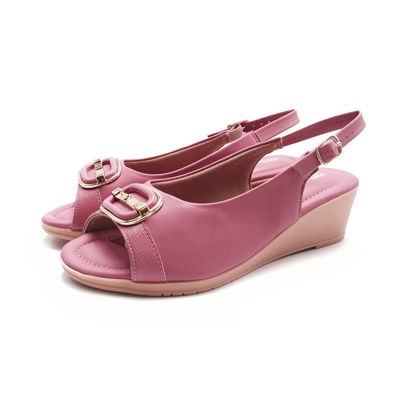 WALKING ZONE WIDE FIT Open Toe Wedge Casual Sandals Women's Shoes - Purple Pink - รองเท้ารัดส้น - หนังเทียม 