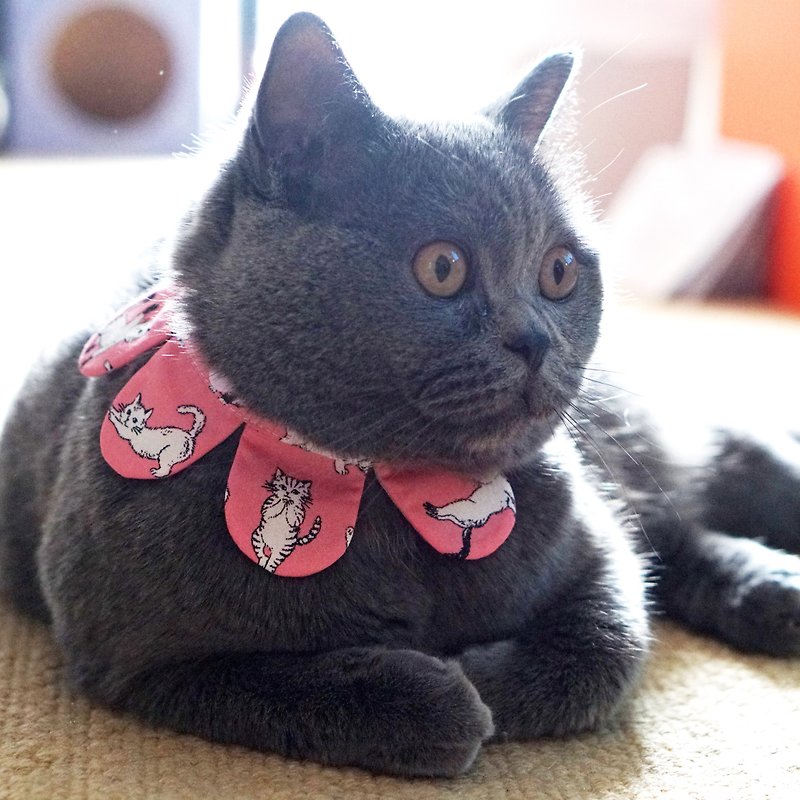瑜伽貓咪花花圍巾 - 寵物衣服 - 棉．麻 粉紅色
