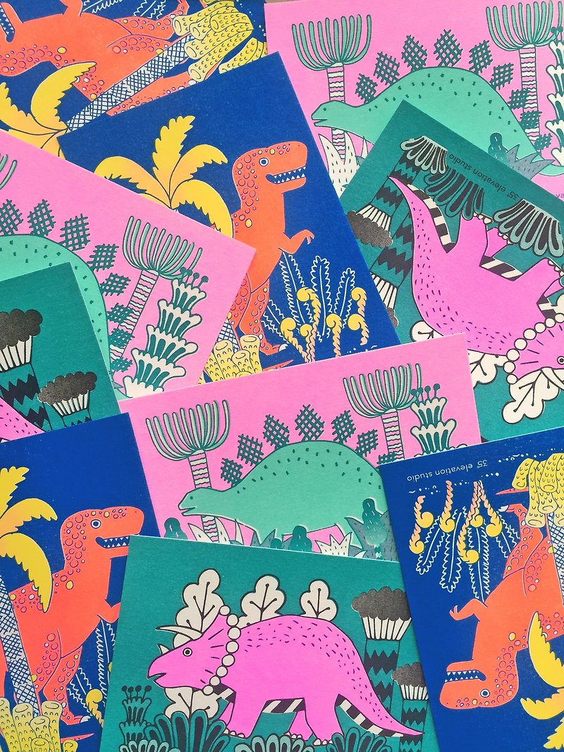 侏羅紀公園-明信片套組 - 心意卡/卡片 - 紙 多色