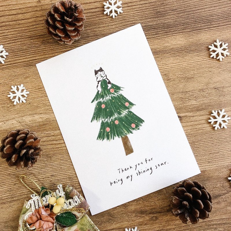 Illustration handwritten card Christmas - When my star - การ์ด/โปสการ์ด - กระดาษ สีเขียว