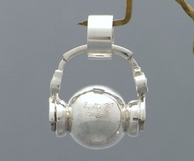 head phone anti smile ball pendant S (s_m-P.47) 微笑銀垂饰颈链项链