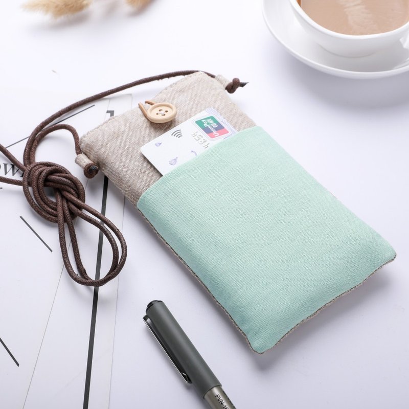 Original custom iPhone/mobile phone bag/mobile phone case/single shoulder/cross-body/neck hanger can be customized in any size - Phone Cases - Cotton & Hemp Green