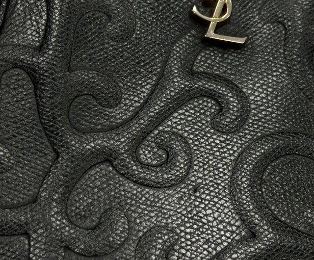新品　Yves saint Laurent 異素材　YSL型押し　ハンドバッグ Yves Saint Laurent イヴサンローラン ハンドバッグ クロコ型