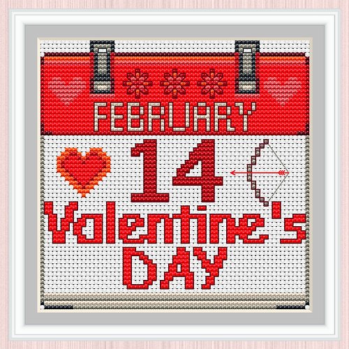 LarisaStitch Valentine's Day Cross Stitch Pattern | February 14 | Calendar Sheet |