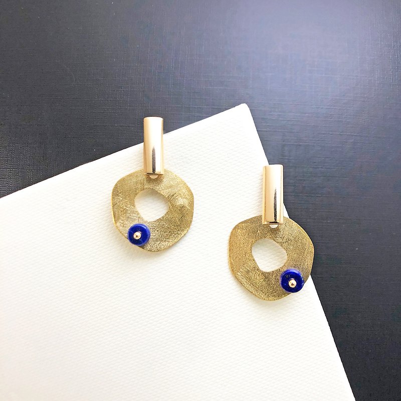 【Japanese Style】925 Silver Earrings【Birthday Gift】【 Brass Earrings】Stone - Earrings & Clip-ons - Pearl Blue