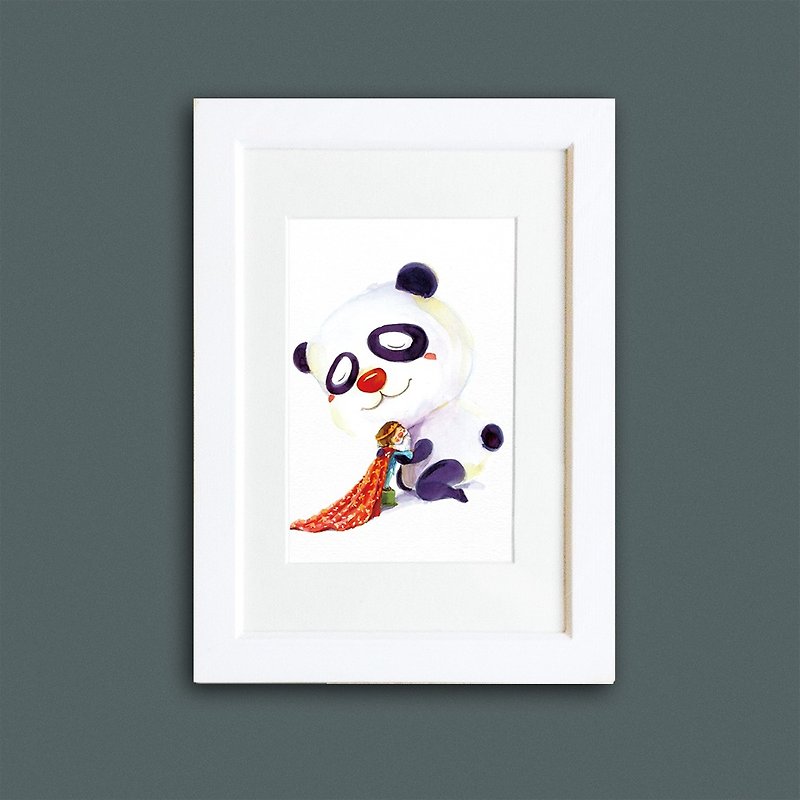 9cm zoo hug series - Superstar Panda replica painting (with frame) - ตกแต่งผนัง - ไม้ 