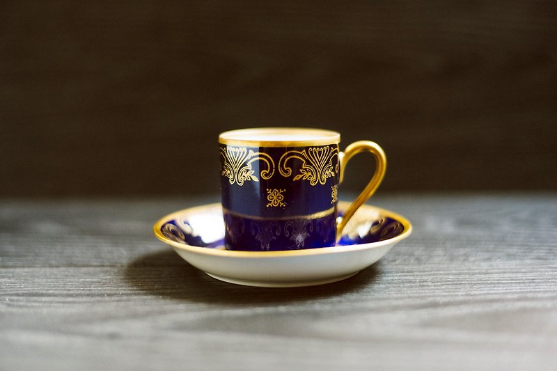 Reichenbach Cobalt Demitasse Cups & Saucers / GDR /  Echt Kobalt / Vintage - Mugs - Porcelain Blue