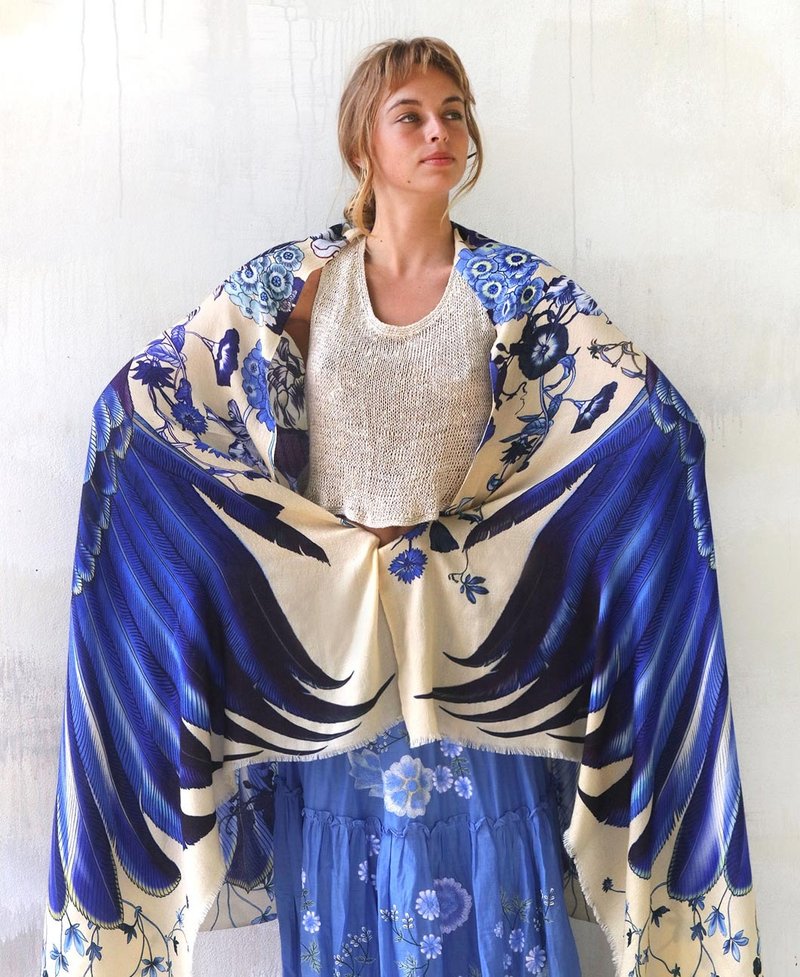 CORNFLOWER BLUE SHAWL - ผ้าพันคอ - ผ้าฝ้าย/ผ้าลินิน 