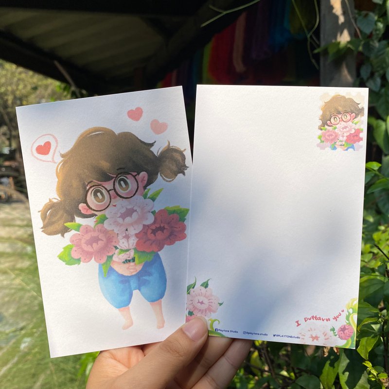 Pudtan flower postcard - 便條紙/便利貼 - 紙 