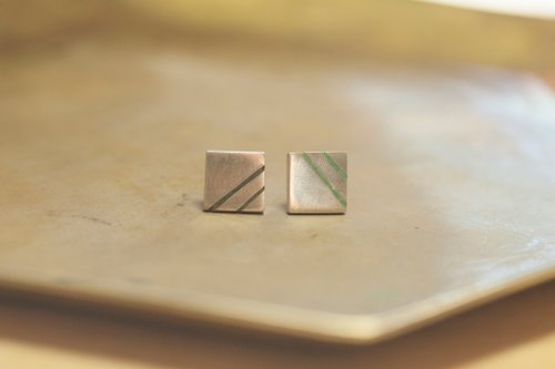 yuting jewellery 純銀條紋琺瑯耳環-一對/可改夾