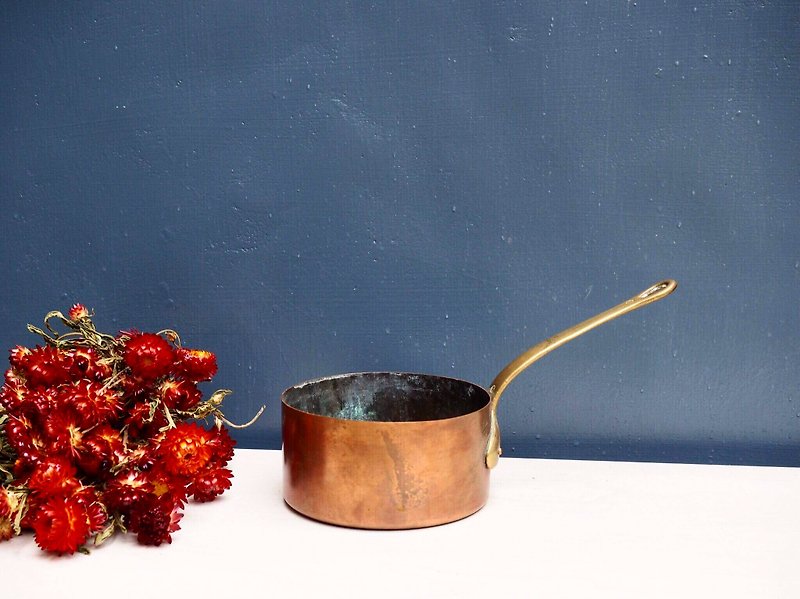 European antique red copper pot small red copper pot B - กระทะ - ทองแดงทองเหลือง 