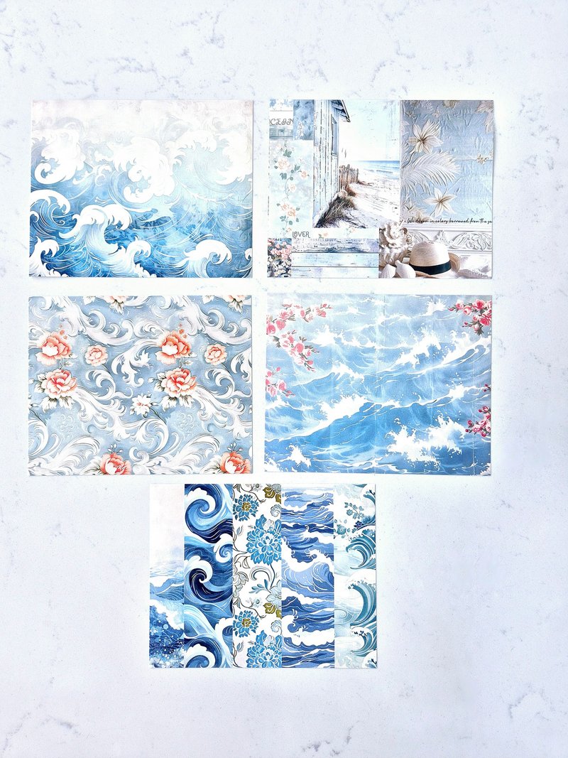 Vintage Beach Package - 信封/信紙 - 紙 藍色