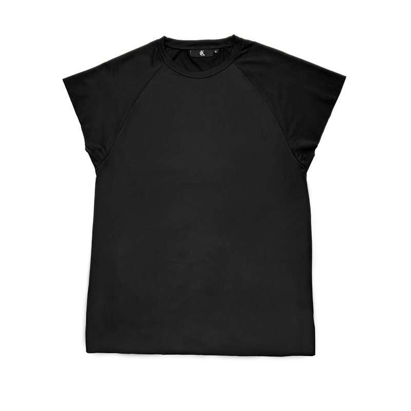 リアルフィジカル機能半袖ツーポイントスリーブブラック - Tシャツ メンズ - ポリエステル ブラック