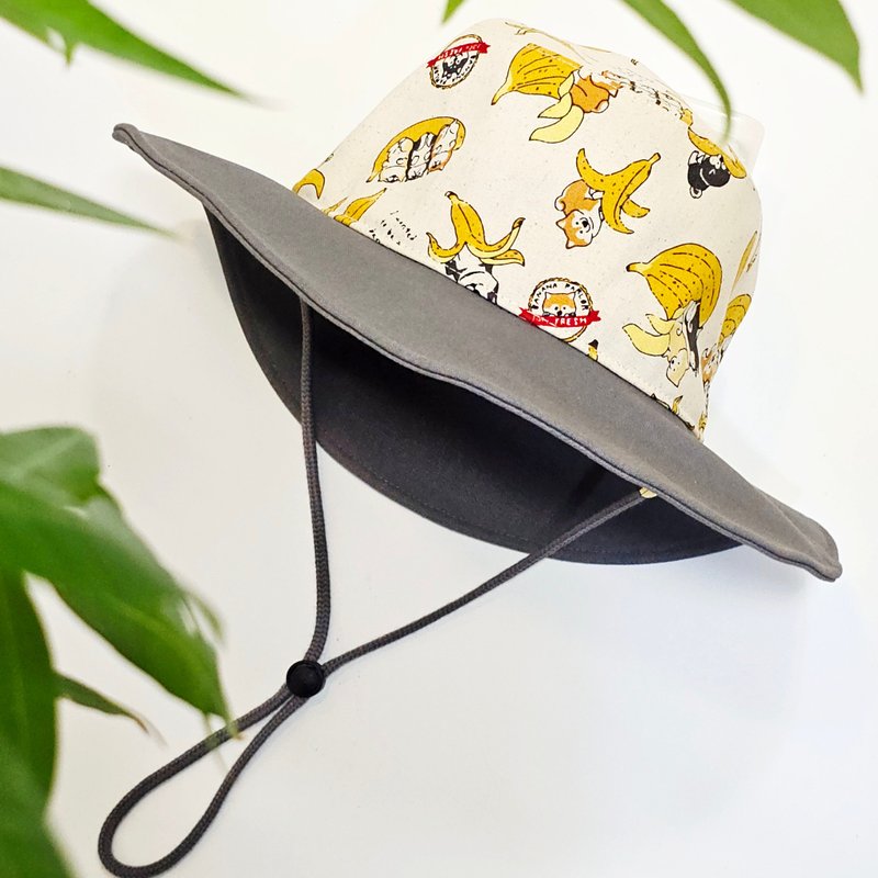 【HiGh MaLi 】風格露營帽 | 香蕉柴犬#遮陽#大帽簷#日布 - 帽子 - 棉．麻 多色
