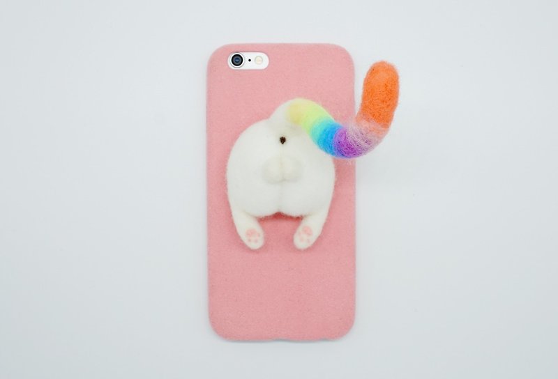 ウールは虹の尾の猫のお尻の卵の携帯電話ケースの携帯電話ケースを感じたIphone 6 7 8 Plus X - スマホケース - ウール 多色