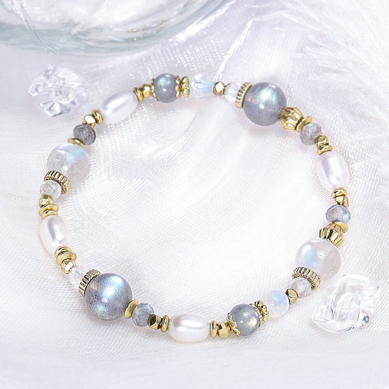 Miracle Night | A124 Moonstone Labradorite Pearl Bracelet - Bracelets - Gemstone Silver