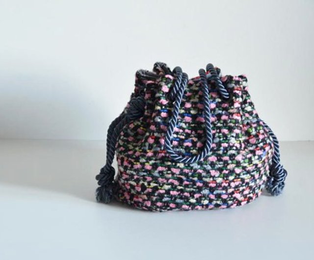 Limited quantity 2way Italian knit fancy tweed marine bag pink