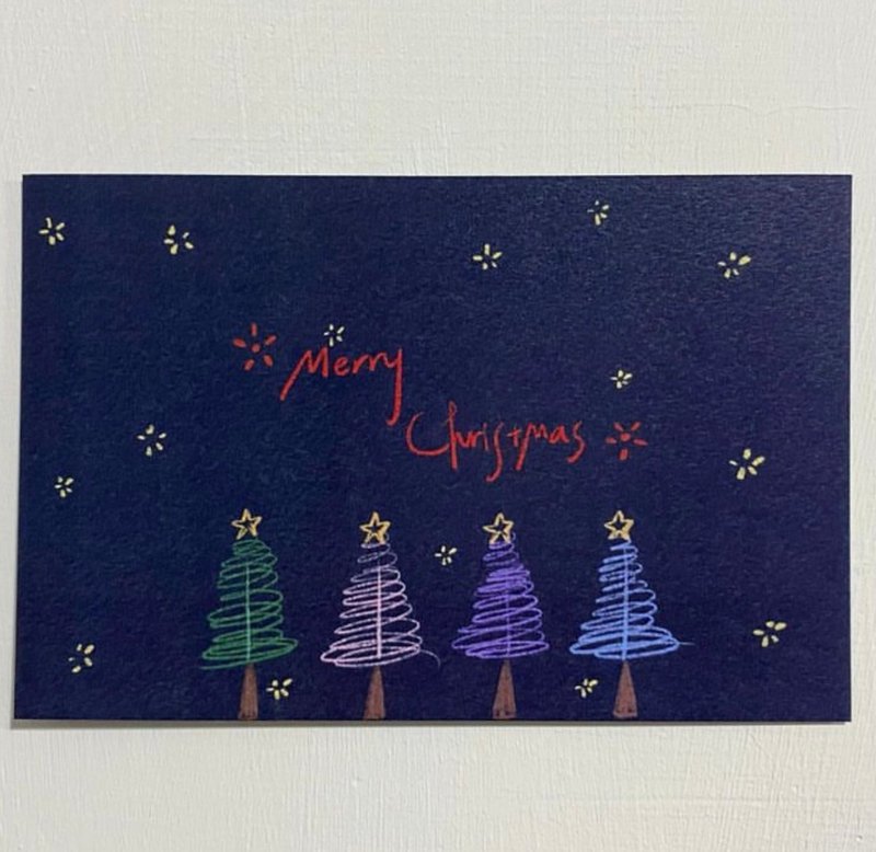 Hand drawn postcard #Christmas starry sky - การ์ด/โปสการ์ด - กระดาษ 