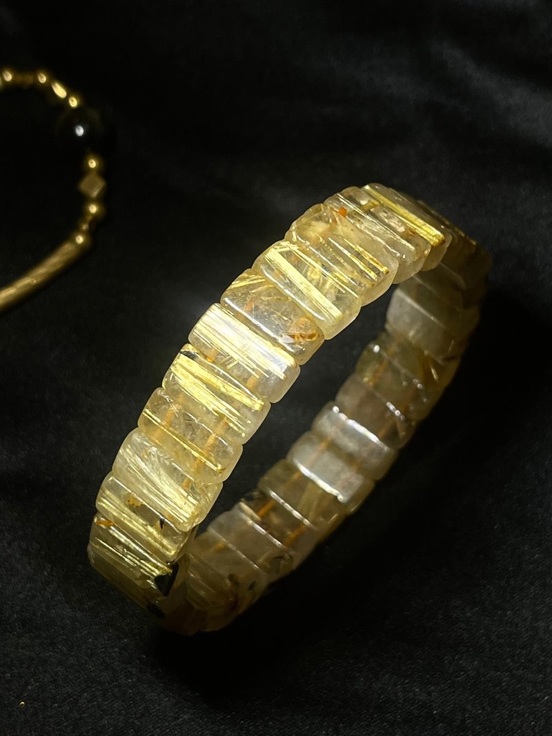 Titanium hand row titanium crystal hand row titanium crystal hand beads smooth silk titanium titanium titanium mother mineral titanium - สร้อยข้อมือ - คริสตัล สีเหลือง