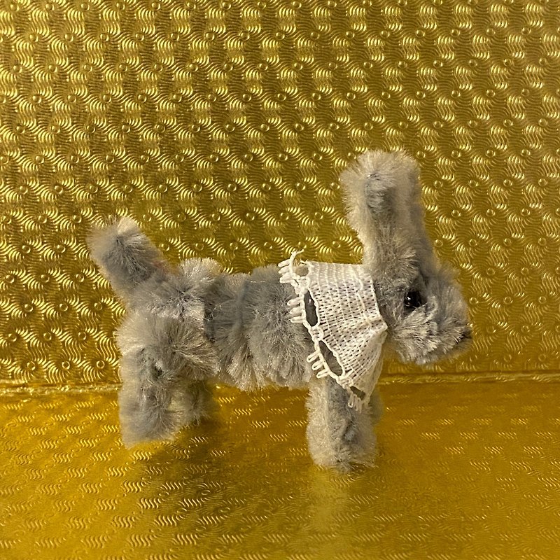 Little Gray Rabbit 5cm-Handmade Twisting Stick/Dirty Cute Wandering Zoo/モールアート - Stuffed Dolls & Figurines - Other Man-Made Fibers Gray