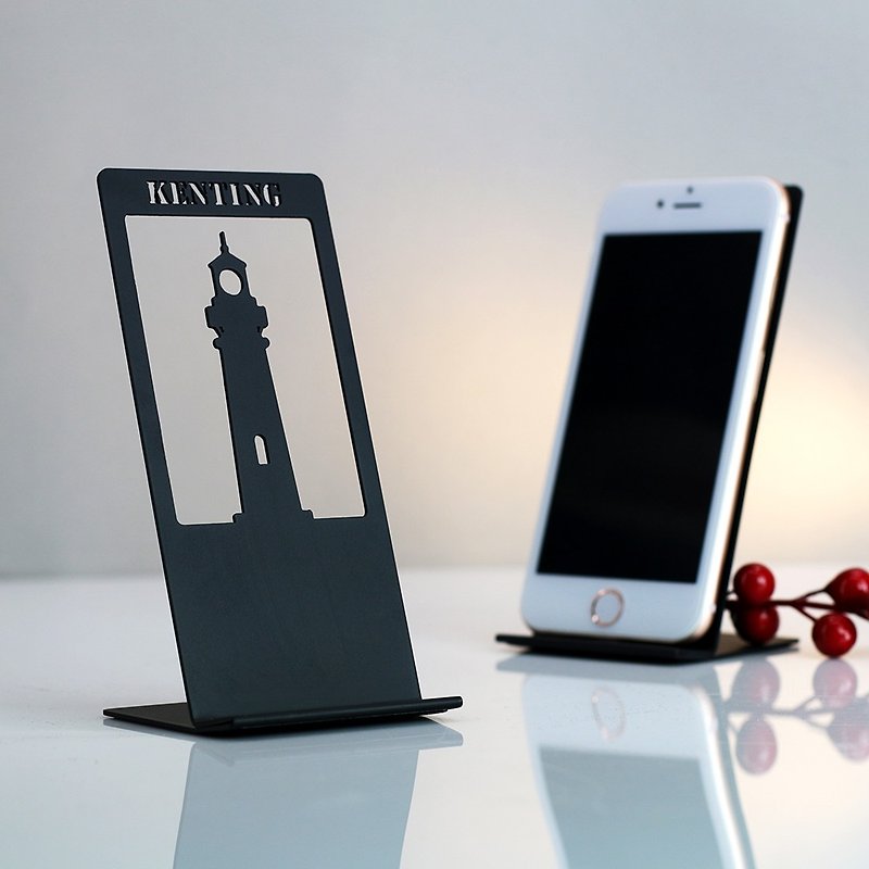 【OPUS Dongqi Metalworking】Kenting Lighthouse - City Memory Phone Holder (Black) CP-li32(B) - Phone Stands & Dust Plugs - Other Metals Black