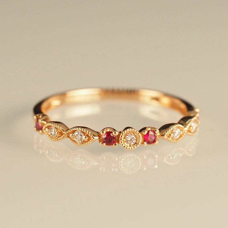 18K金紅寶石絲帶戒指 18K Gold The Ruby Ribbon Ring - 戒指 - 貴金屬 