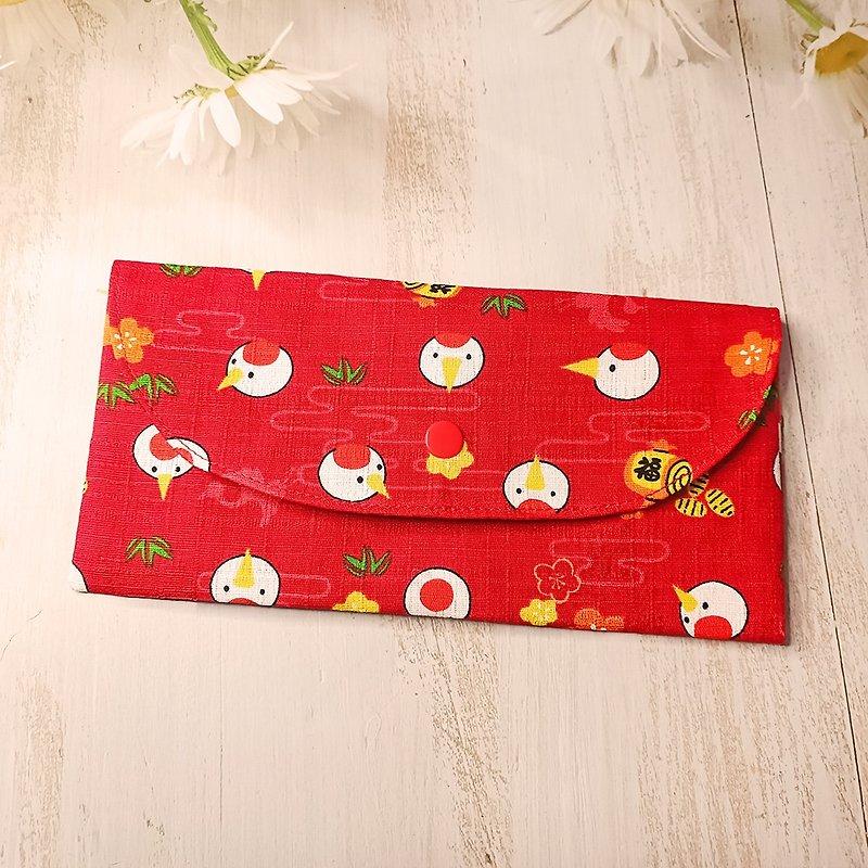 Songhe Changchun bronzing handmade long cloth red envelope bag passbook bag - Chinese New Year - Cotton & Hemp Red