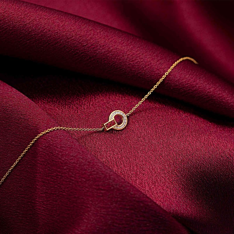 18k Solid Gold Ruby Diamond Bracelet - Custom made jewelry - B039 - สร้อยข้อมือ - เครื่องเพชรพลอย สีแดง