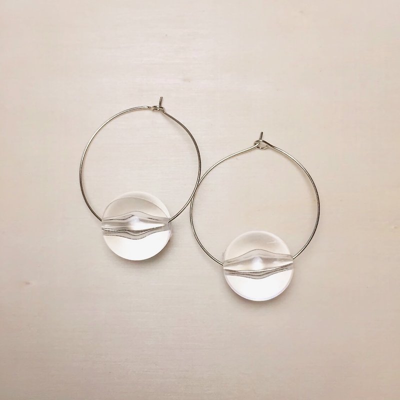 Waterproof acrylic large transparent ball big ear ring - Earrings & Clip-ons - Acrylic Transparent