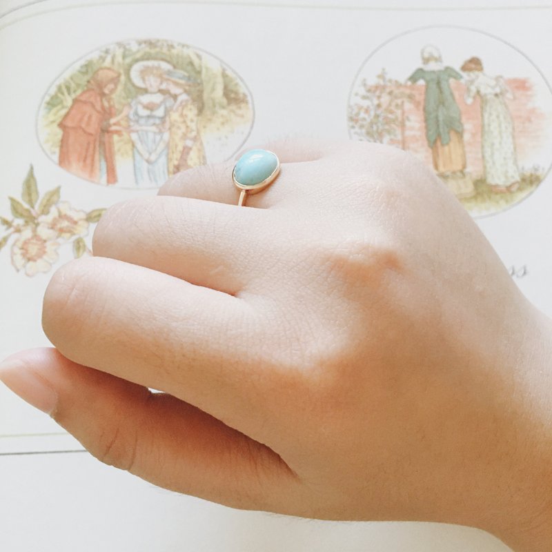 Enko | Shopping in the Mediterranean Sea with 14K Gold Covered Ring and Larimar Stone Ring - แหวนทั่วไป - เครื่องประดับพลอย สีน้ำเงิน