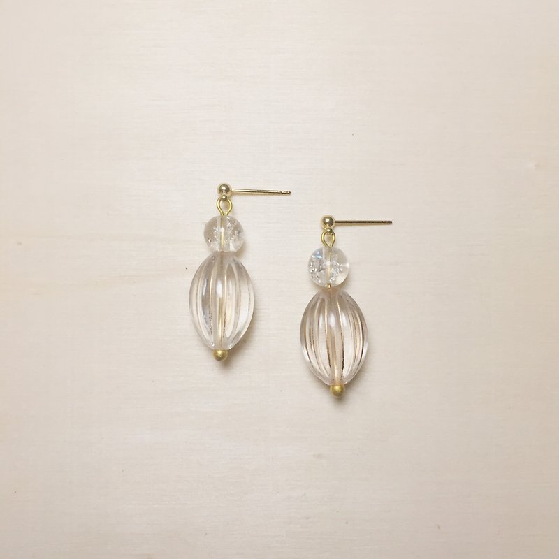 Vintage transparent crystal pumpkin earrings - Earrings & Clip-ons - Resin Transparent